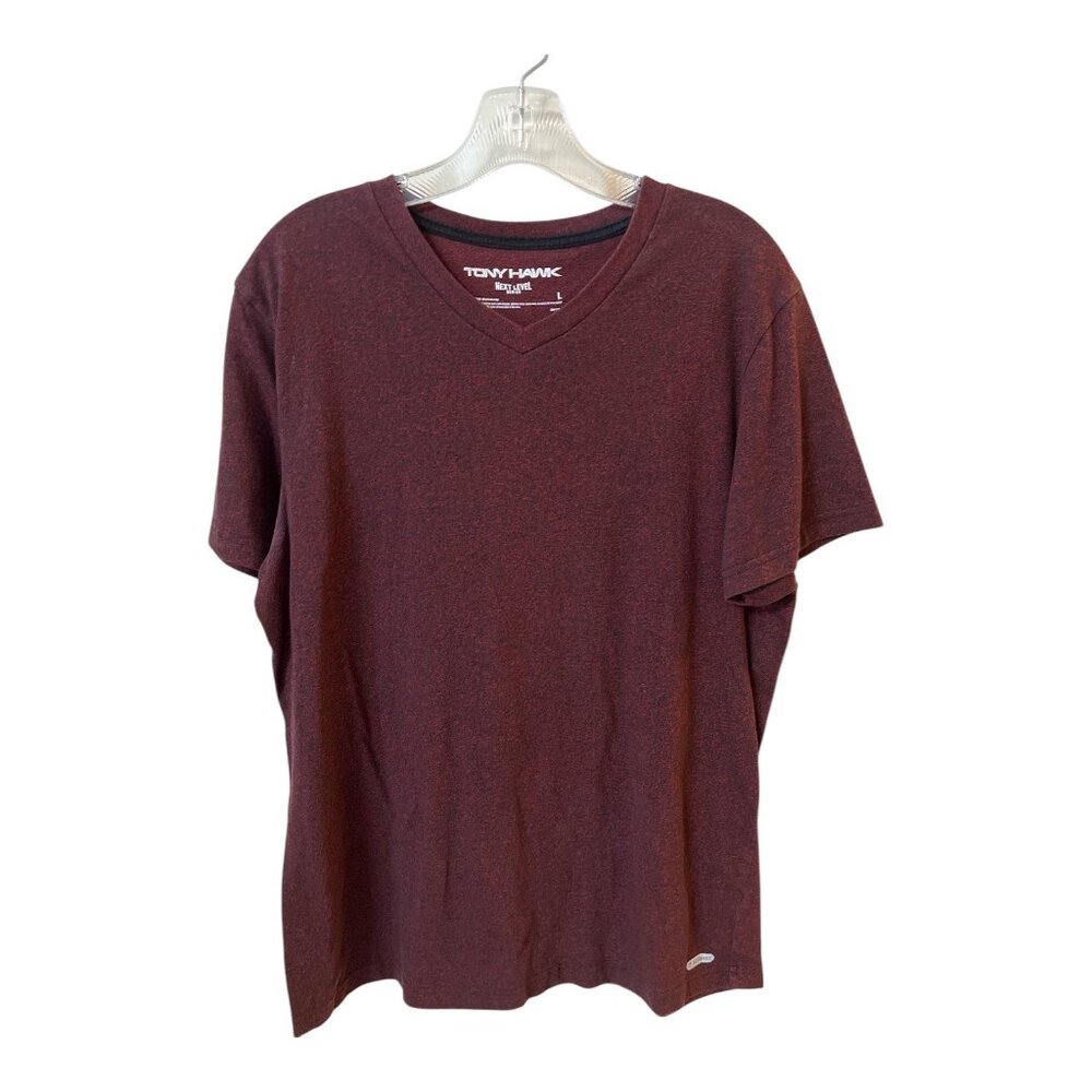 Tony Hawk Next Level Men’s V-Neck Performance T-Shirt Burgundy Large